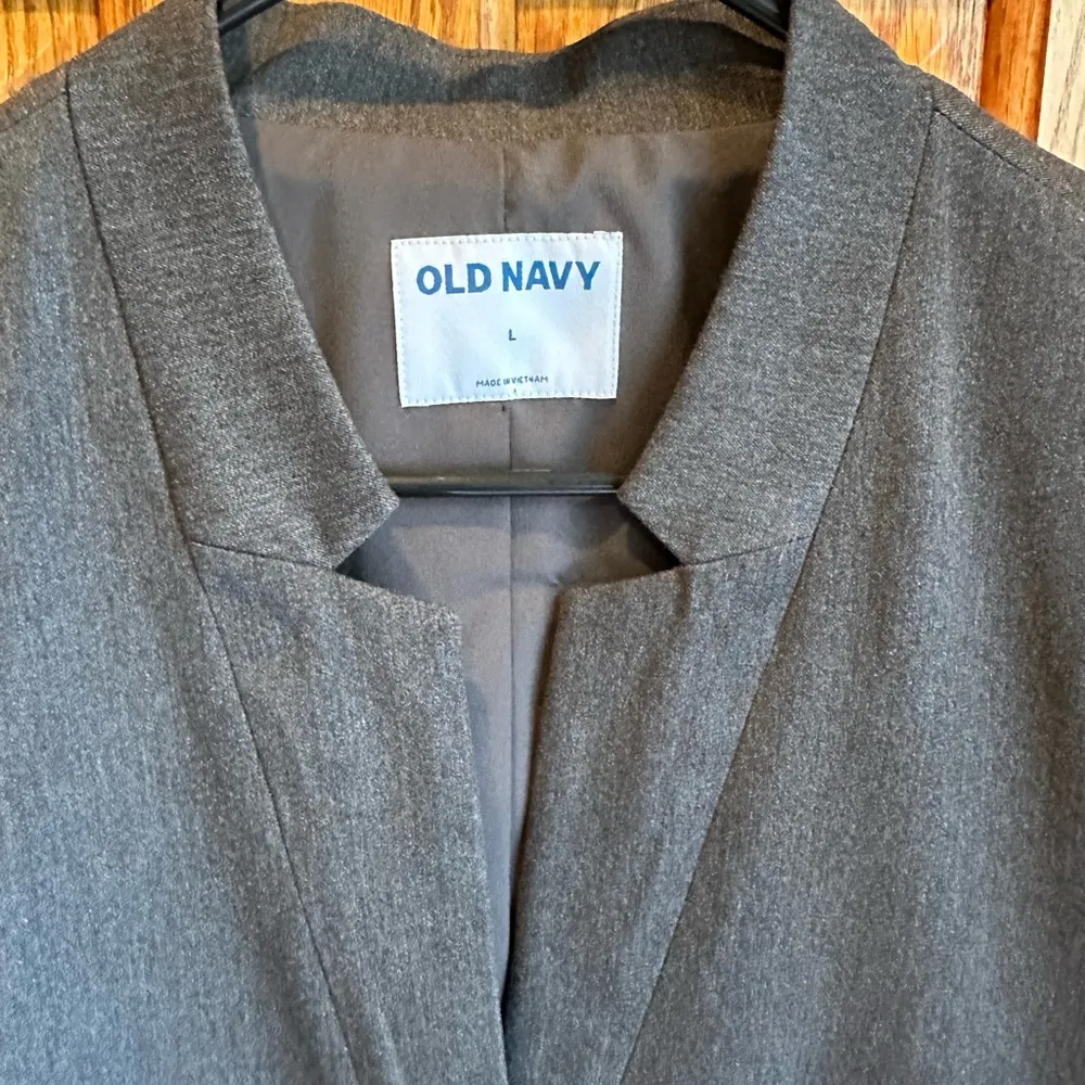 Old Navy One Button Blazer Charcoal Gray Notched Collar size Large New NWT - Image 3