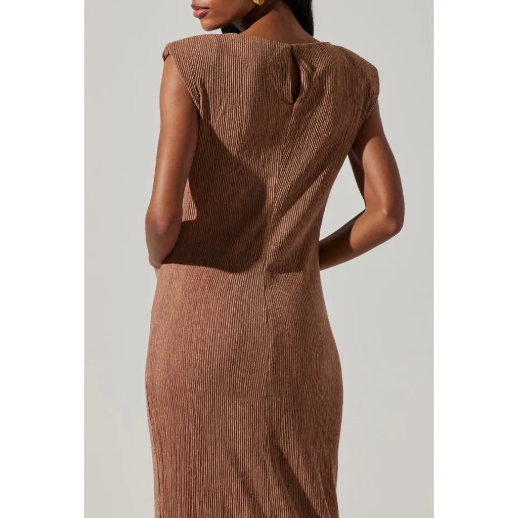 ASTR The Label Women's Plisse Brown Maxi Dress Nordstrom Boho Modest Party Event - Image 13