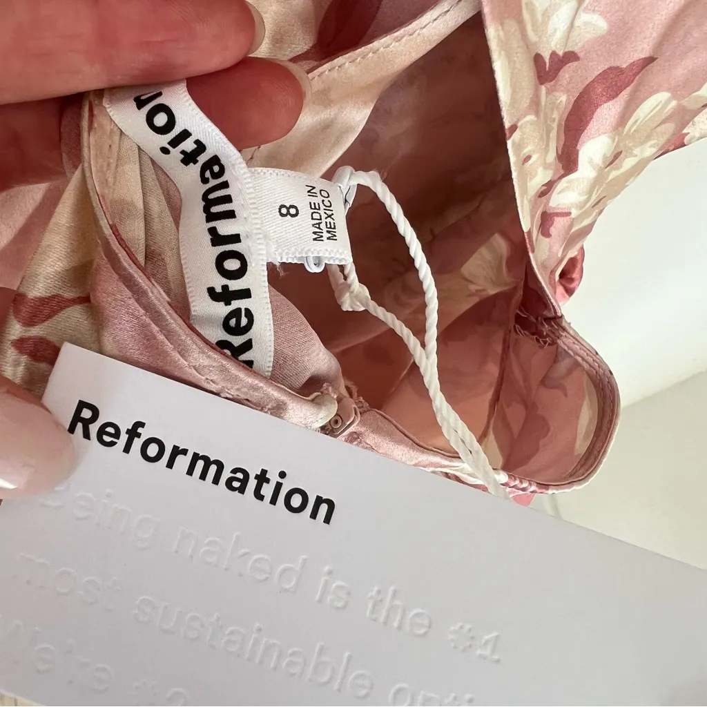 NWT Reformation Casette Maxi Silk Dress in Bellini Pink Floral - Image 9