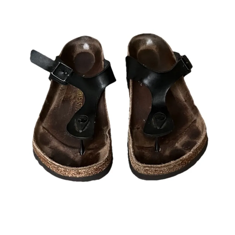 Birkenstock Gizeh Sandals L9 M7 Black Patent Leather Birko-Flor Thong Comfort - Image 4