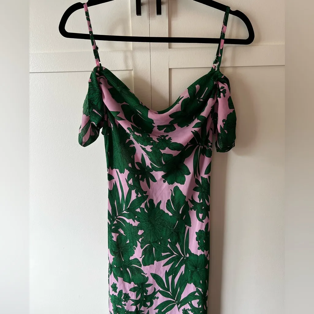 Club L London Long Green & Pink Maxi Dress - Image 3