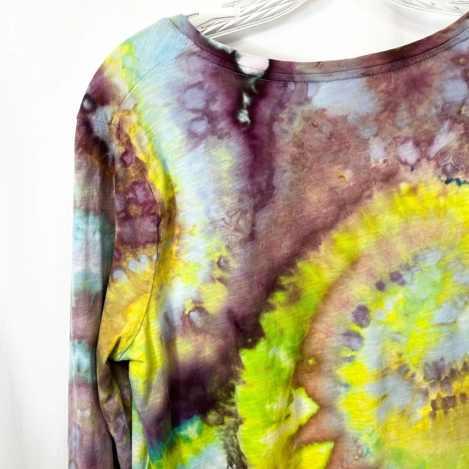 A New‎ Day Medium Top Handmade Tie Dye Long Sleeve Yellow Spiral Festival 1757 - Image 8