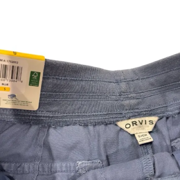 Orvis Blue High Waist Shorts with Elastic Waistband Women's S Drawstrings NWT - Image 3