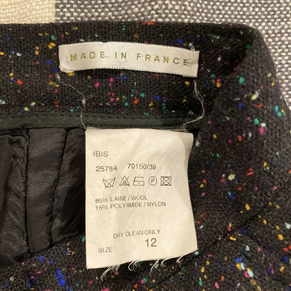 Bernard Zins Wool Blend Trouser Pants Womens 12 Black Straight Made in France - Image 5