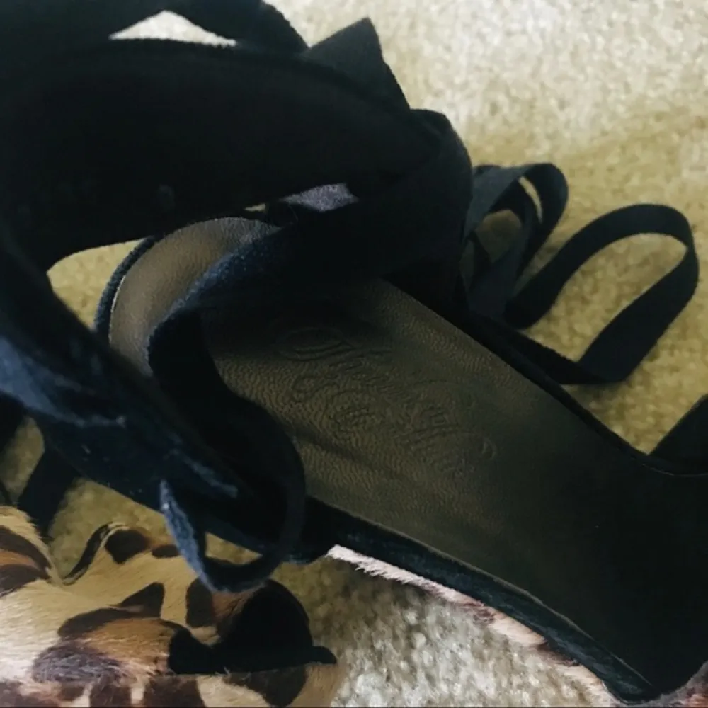 Stuart Weitzman Brown Leopard Print Ankle Wrap Wedges‎ Size 8 M - Image 3