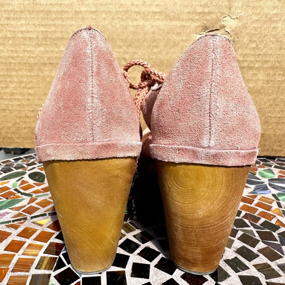 Anthropologie Latigo Cabo Ankle Boots Lace Up Cutout Leather Blush Pink 7.5M - Image 4