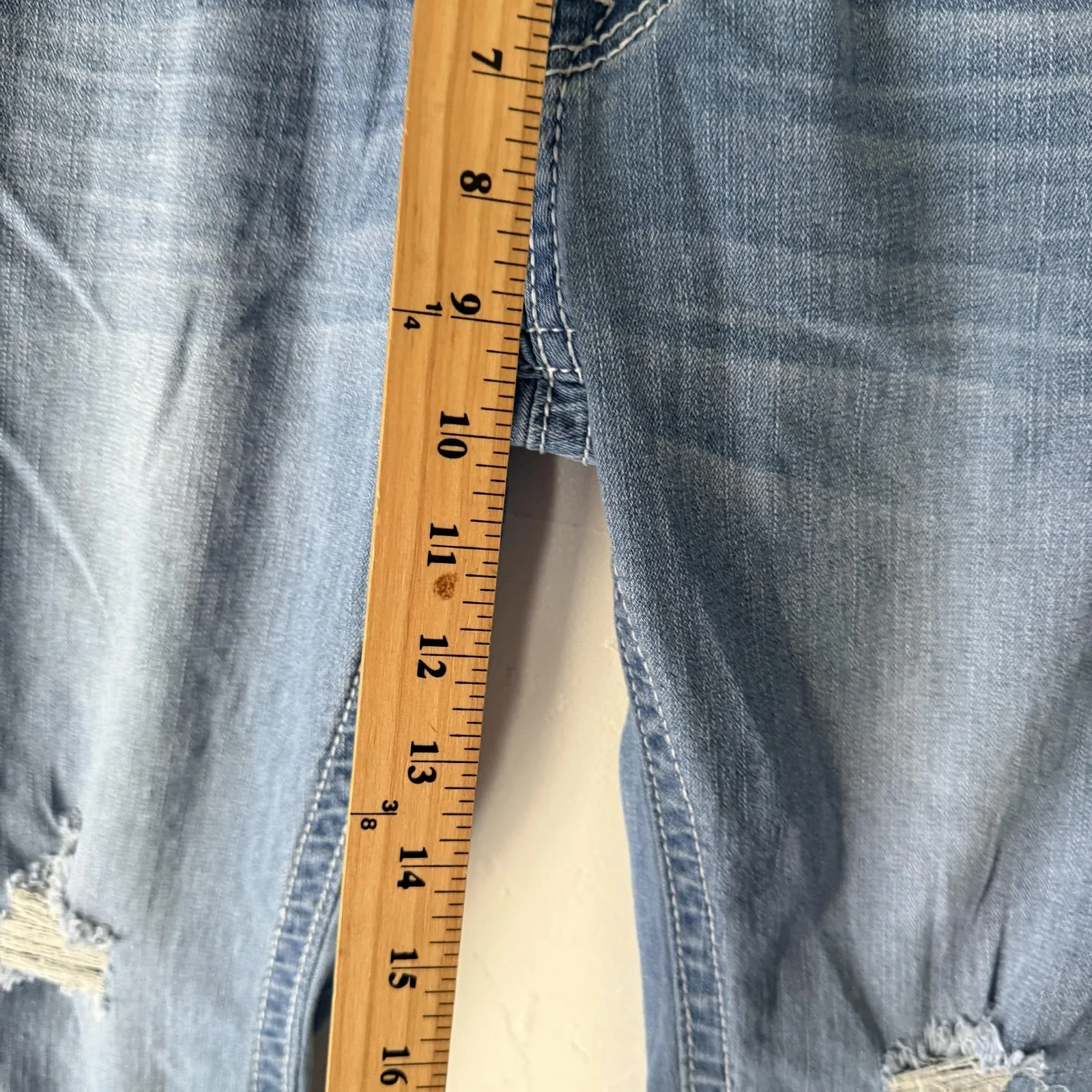 Y Jeans Jeans Y2k‎ 9/10 Blue Flare Distressed Embroidered Boho Sequin Pockets Size 28 - Image 6