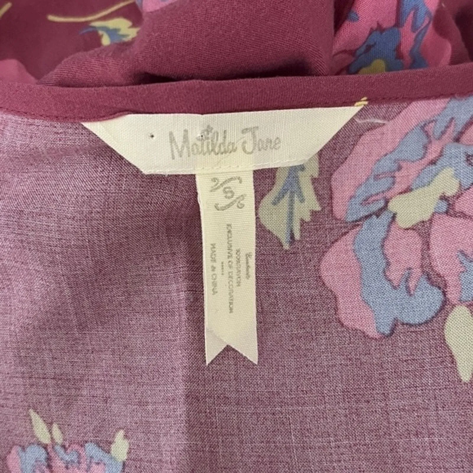 Matilda Jane Dress Womens Small Pink Blue Floral Art Class‎ Bloom Cottage Core - Image 6