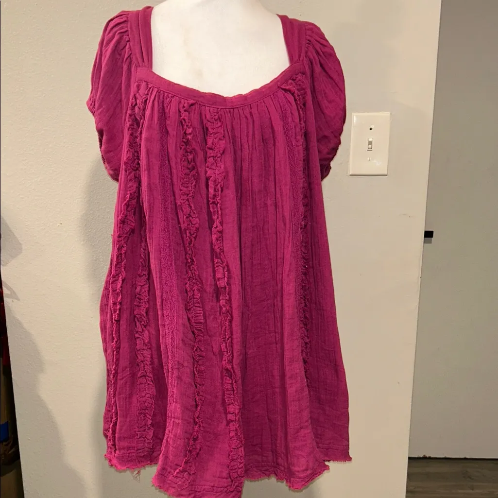 Free People Angele Mini Dress S OB1310143 Dragonfruit Punch Pink SZ Small - Image 4