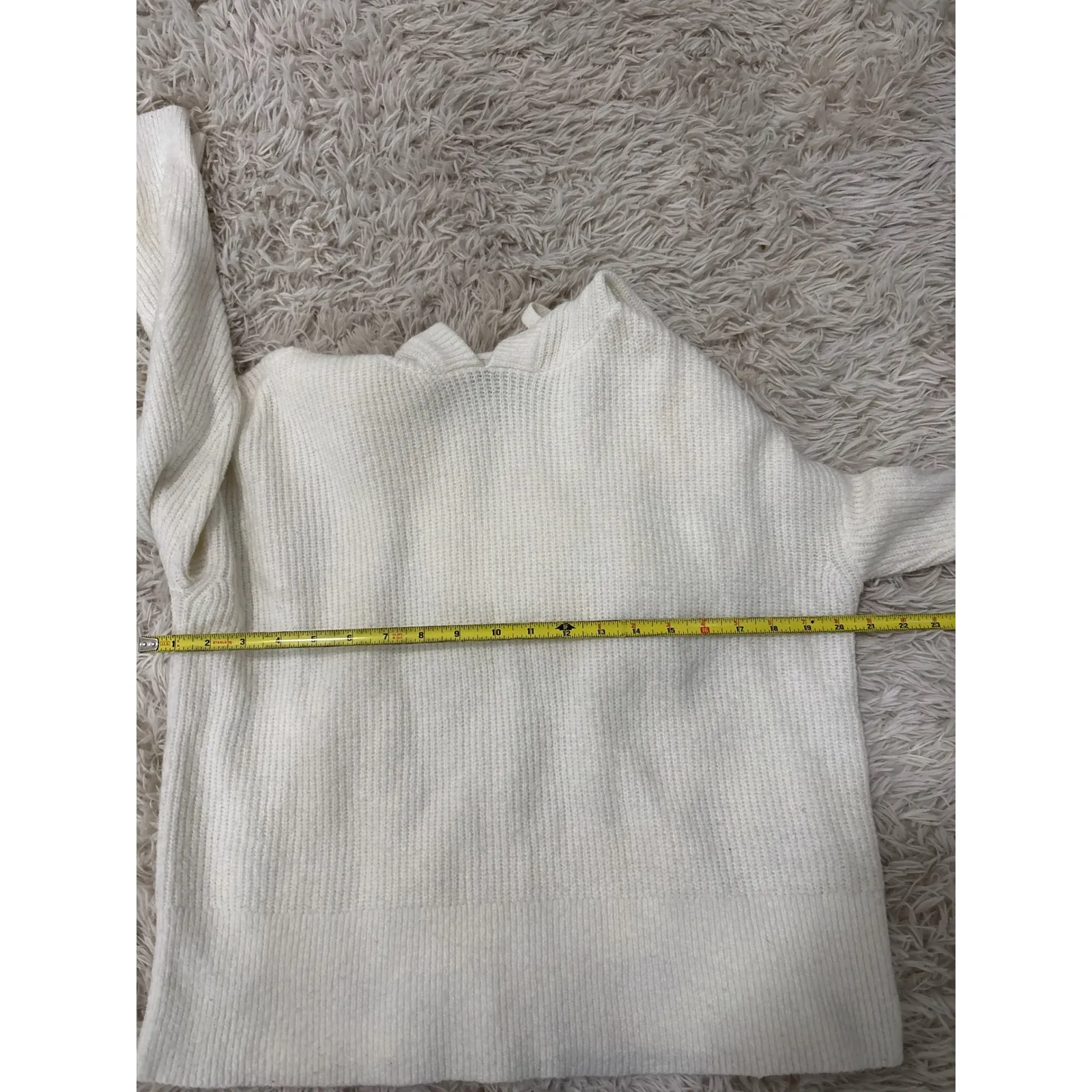 Lucky Brand White Knit Hooded Sweater Womens S P Cozy Casual Everyday - Image 5