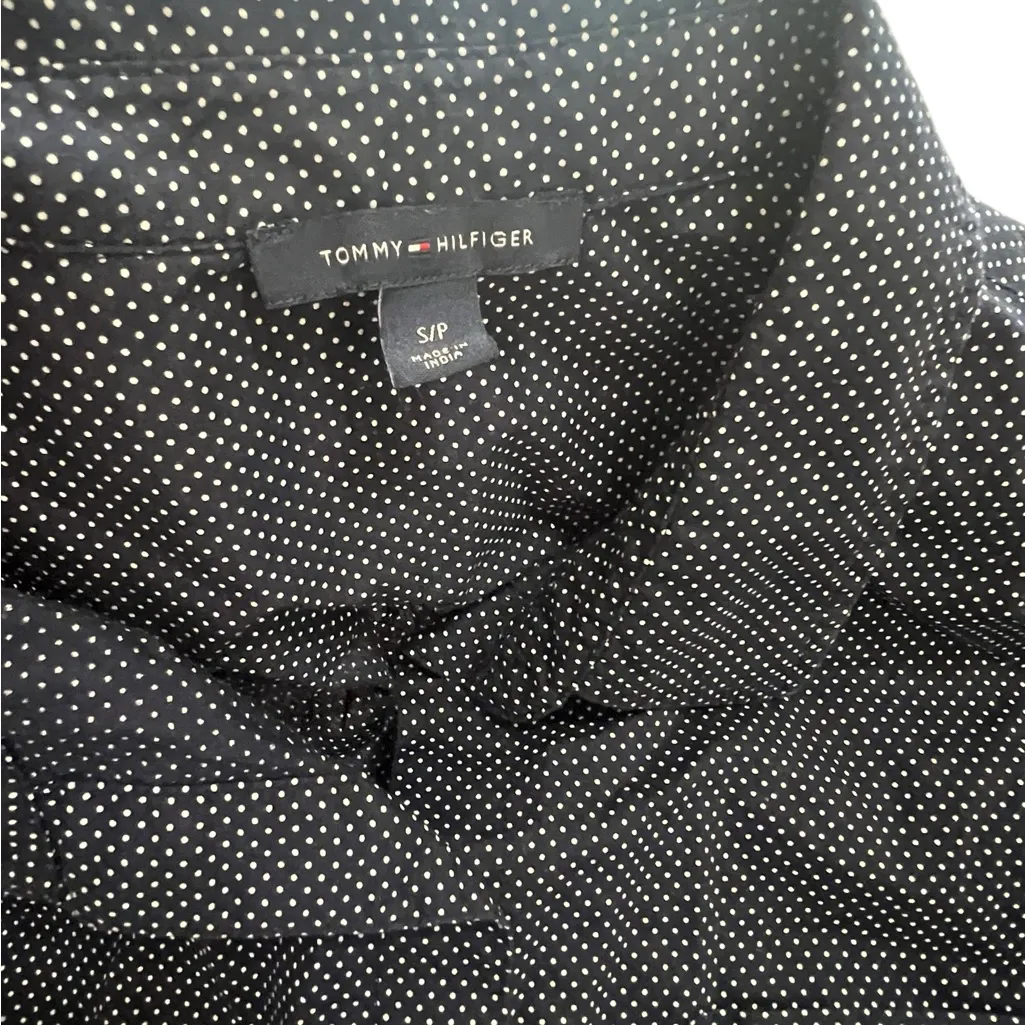 Navy and White Polka Dot Button-Up Shirt - Image 2