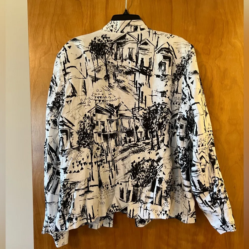 Coldwater Creek Open Front Blazer Jacket Black White NWT City Town Scene XL - Image 11