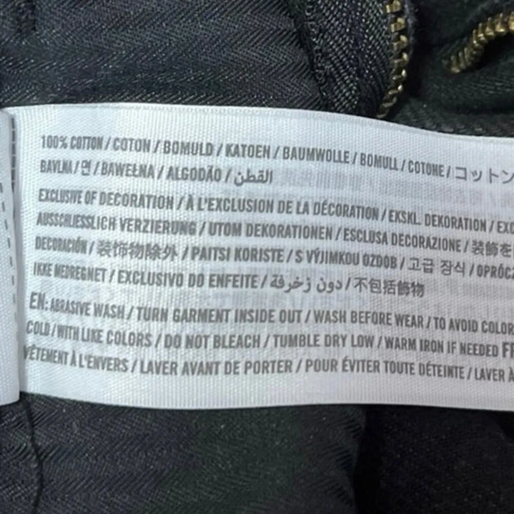 Hollister Black High Waisted Raw Hem Cut Off Pencil Mini Denim Jean Skirt Size 0 - Image 5