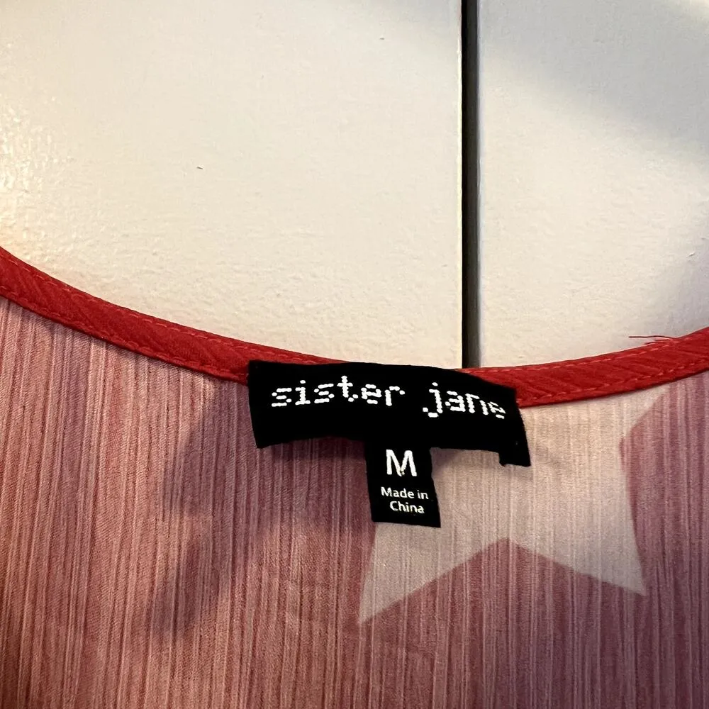 Sister Jane midi ruffle dress with full skirt in red star print size M SW Size M - Image 7