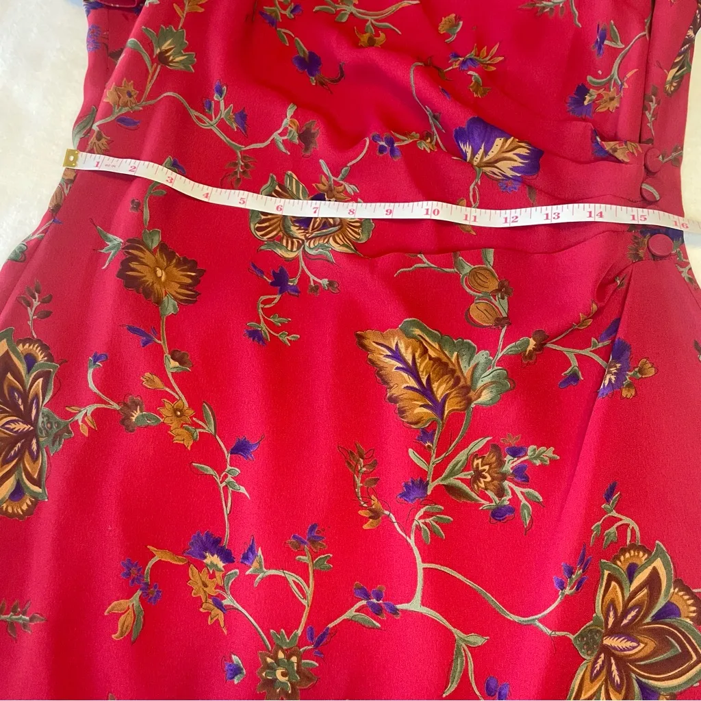 David Warren Vintage 80’s Asian Inspired Red Dress Women’s Size 12 - Image 9