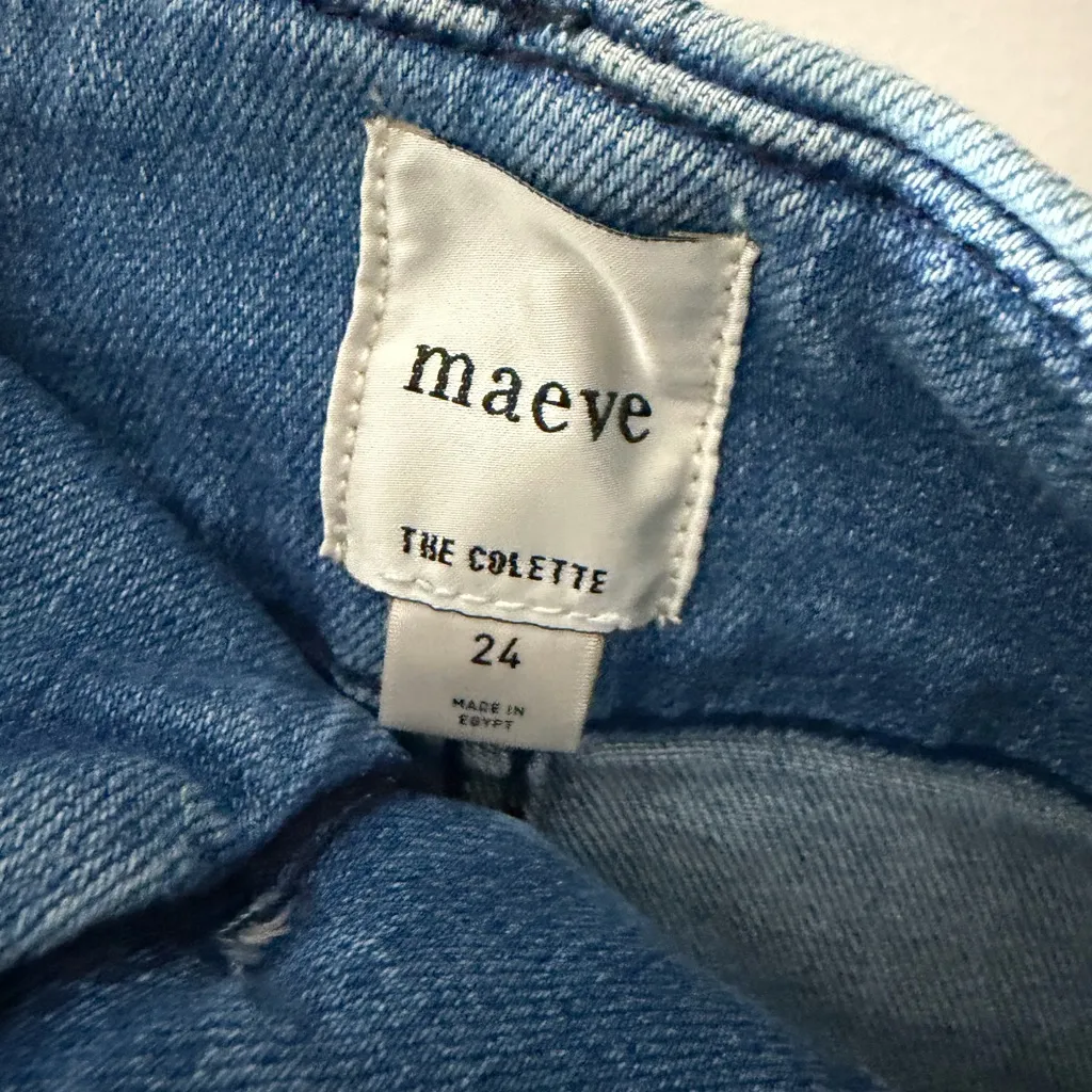 Maeve the Colette Crop High-Rise Wide-Leg Jeans in Bright Blue Wash Size 24 - Image 6