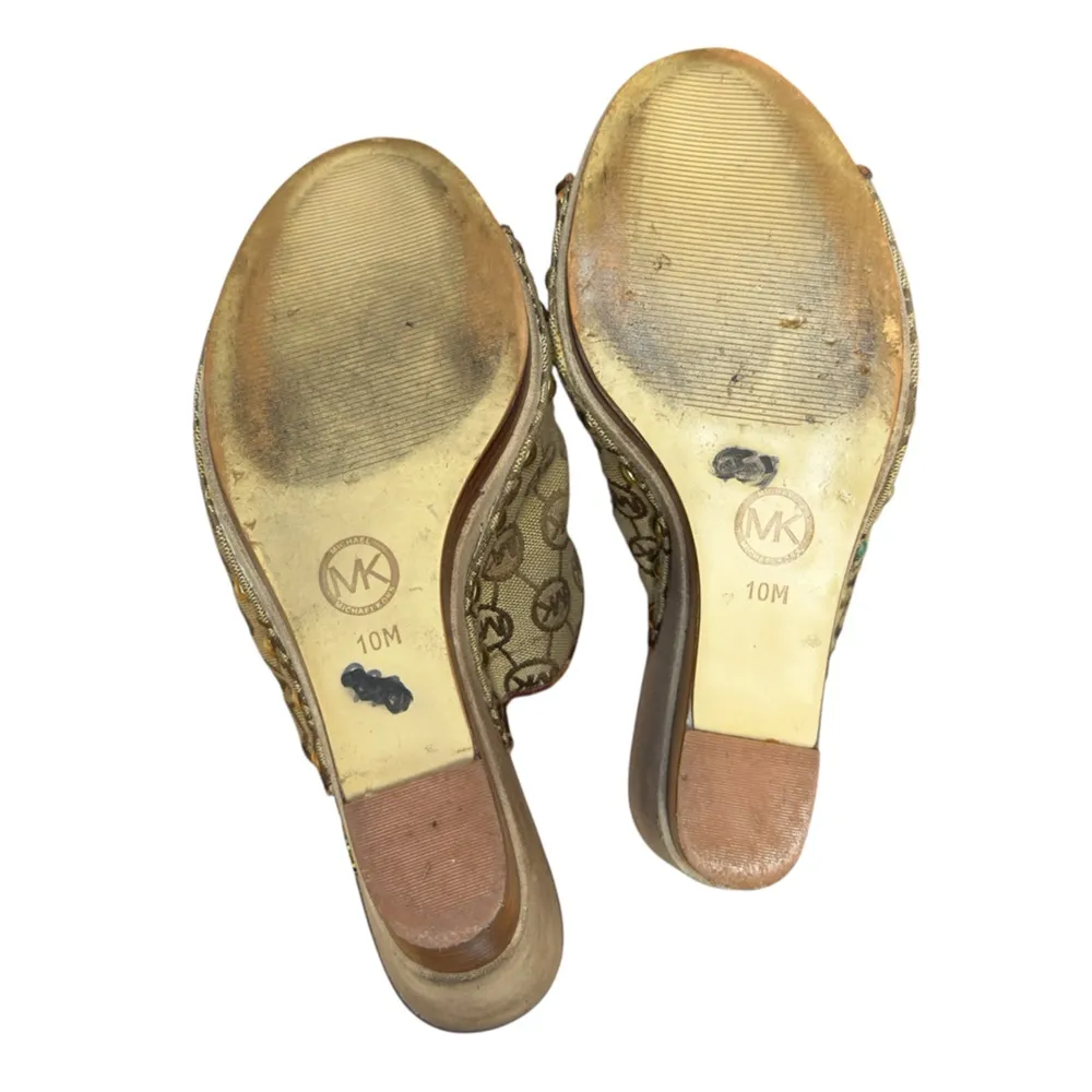Michael Kors Tan Mules with Gold Accents - Image 4