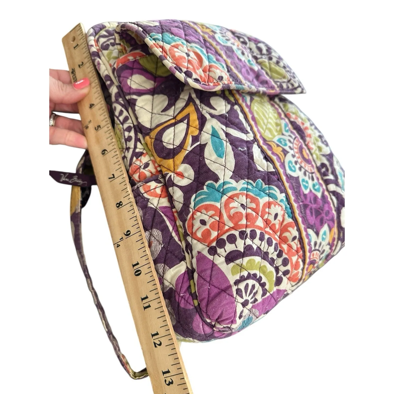 Vera Bradley PLUM CRAZY Backpack Bag Retired Designed Adjustable Straps‎ Purple - Image 10
