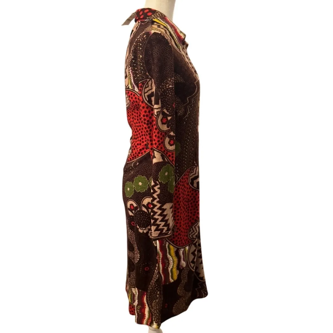 "I Am" Alberto Makali Abstract Print Knit Shirt Dress | Size 6 | NWT-Boho Chic - Image 3