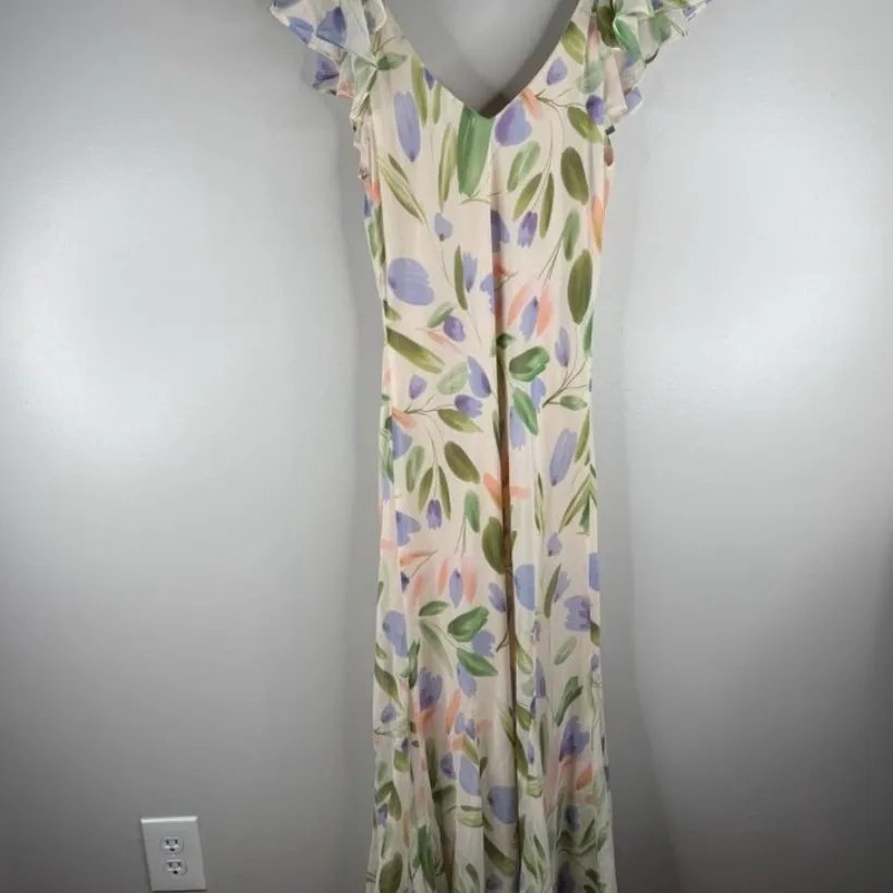 NEW ASTR the Label Wisteria Chiffon‎ Dress Size M Floral Maxi Blue Multi Pink Size M - Image 5