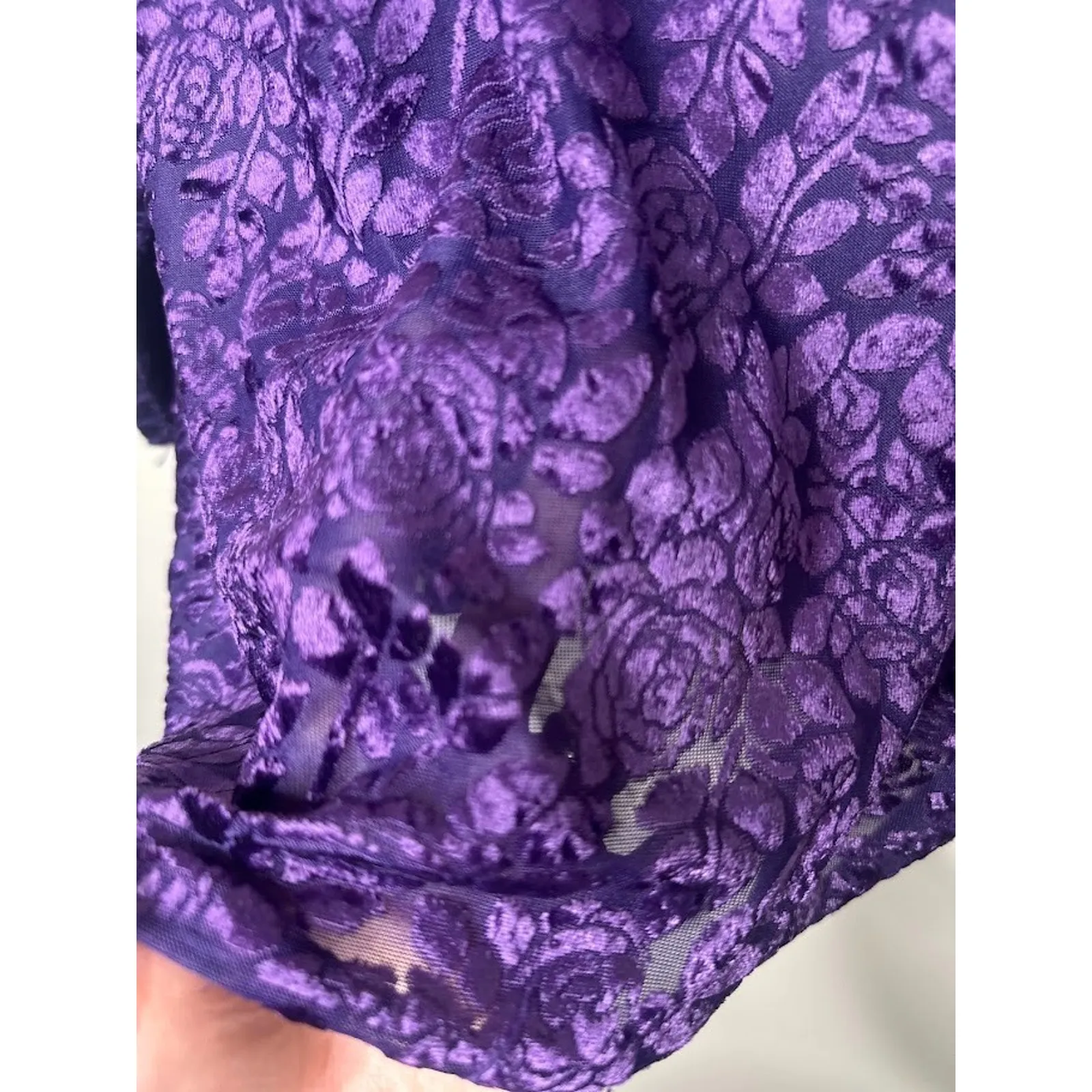 VTG Fashion Bug Womens 26/28 Burnout Velvet Top Purple Fairy Whimsigoth Witchy - Image 3