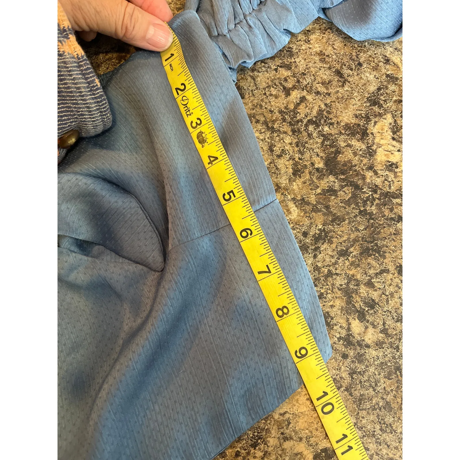 Hello Molly Azure Skies Crop Blue Satin Shirt On or Off‎ the Shoulder Size 2 - Image 10