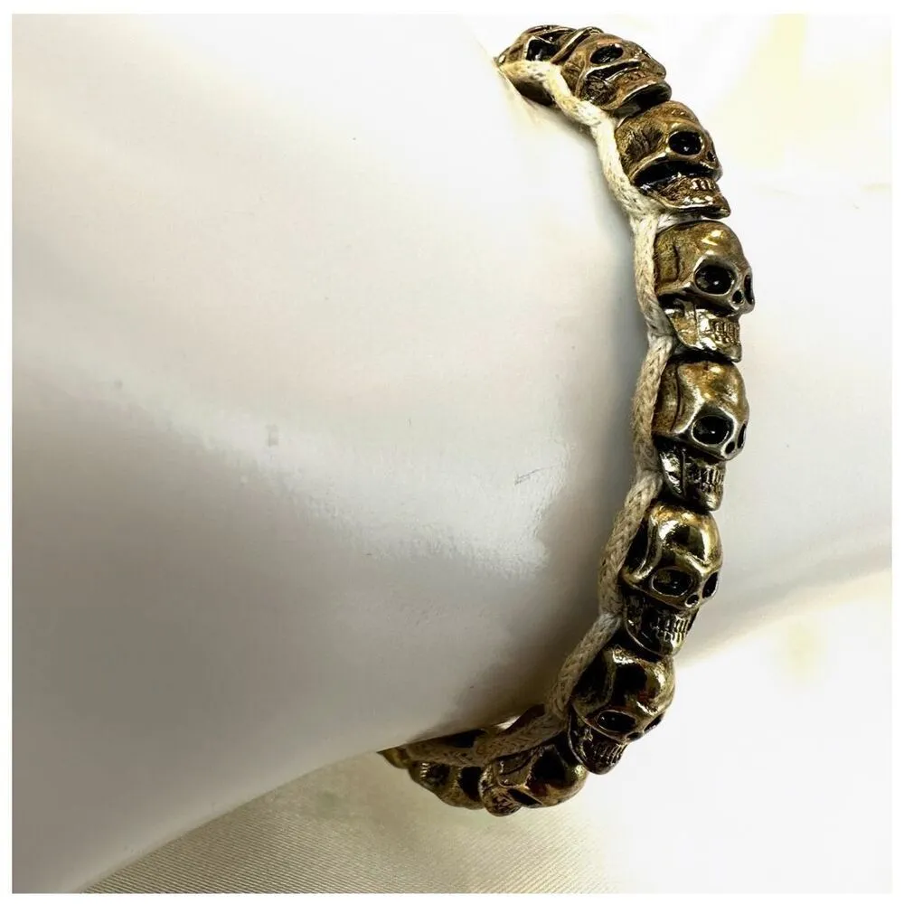 Gold tone skull cord adjustable bracelet - Image 2