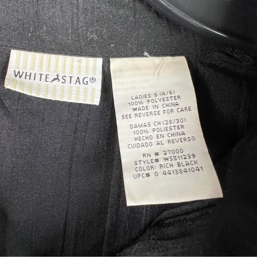 White Stag Size S(4-6) Black Button Front 3/4 Notched Sleeves w/Collar - Image 6