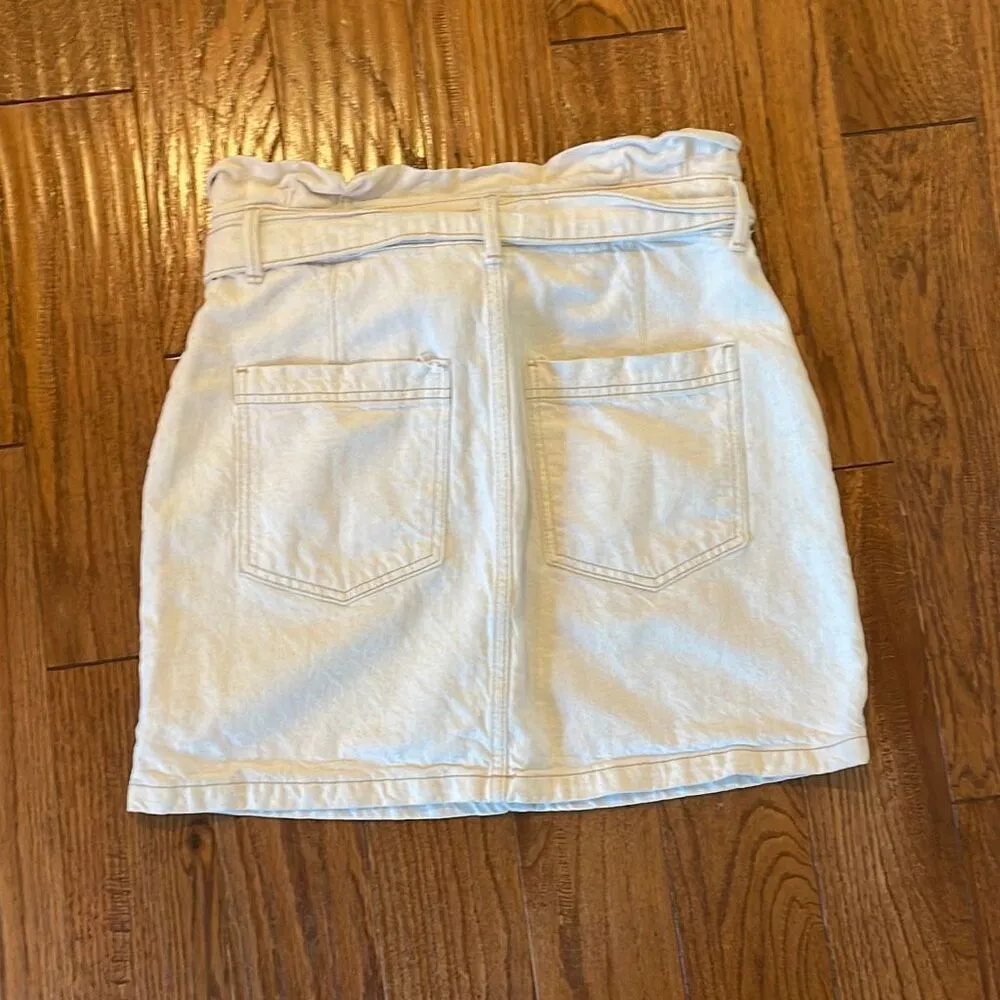 Free People ecru paperbag denim waist skirt size 10 - Image 8