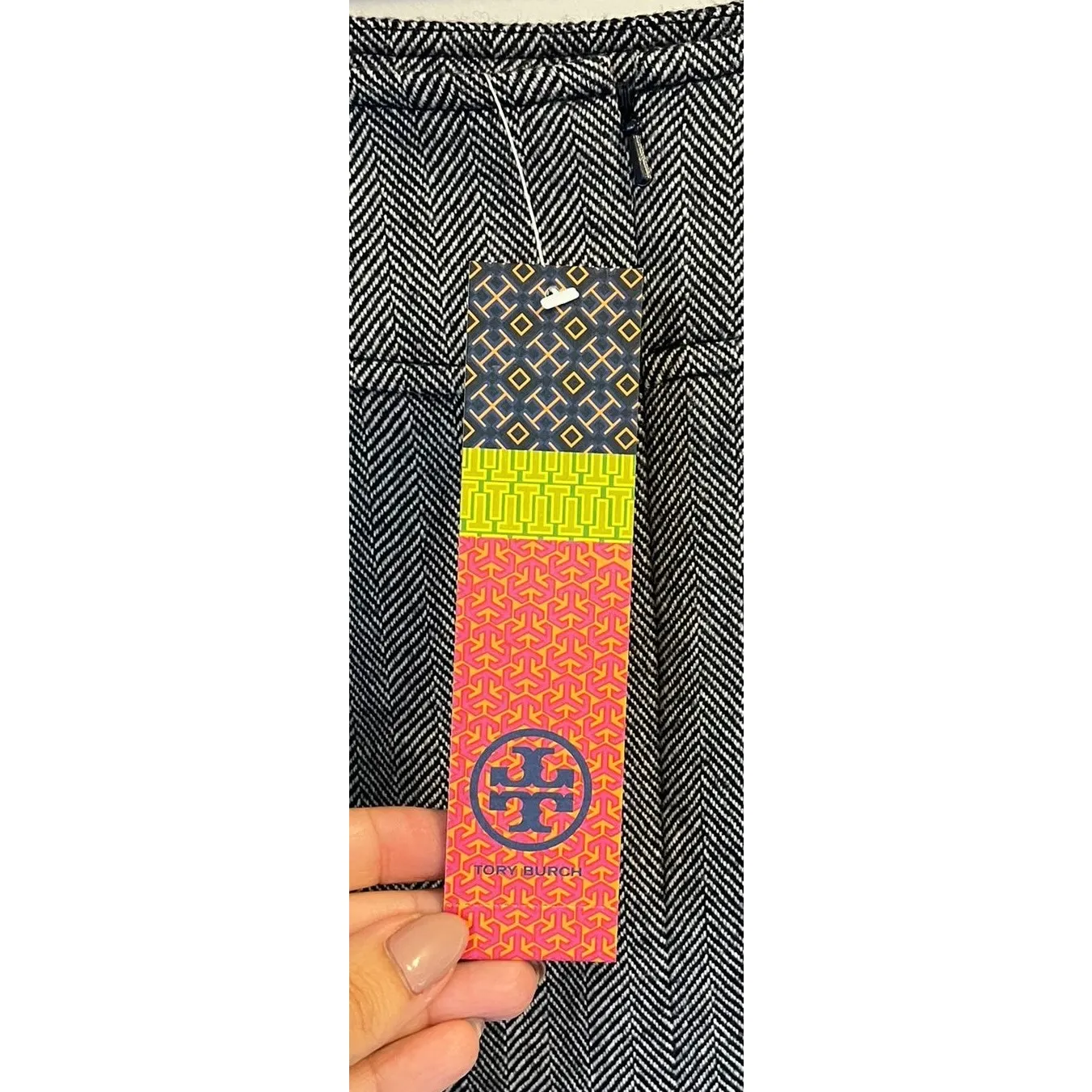 NWT Tory Burch Size 14 Navy & White Tweed Wool Pencil Skirt - Image 7