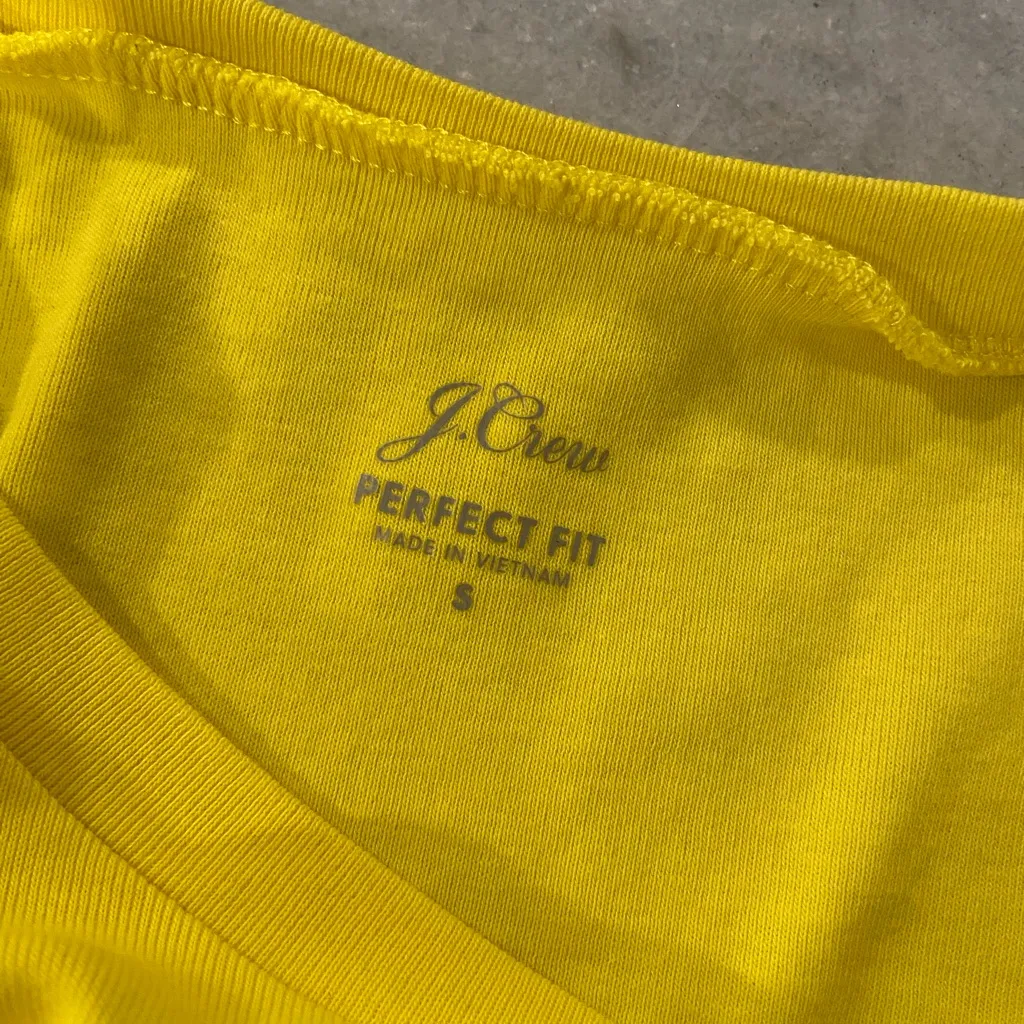 J. Crew Size S Perfect Fit Bright Yellow Long Sleeve Crew Neck Cotton Tee Shirt - Image 7