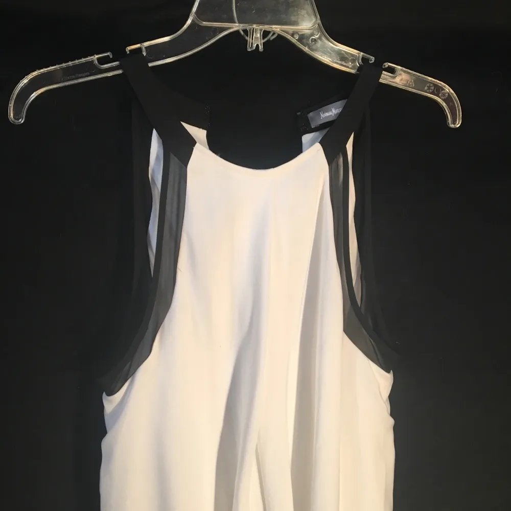 Neiman Marcus White & Black Midi Asymmetrical Hem Sleeveless Dress 8 New - Image 6