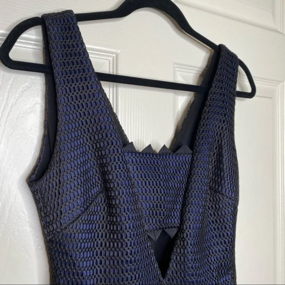 Self-Portrait Navy Black Mesh Sleeveless Mini Dress With Cut Out - Image 3