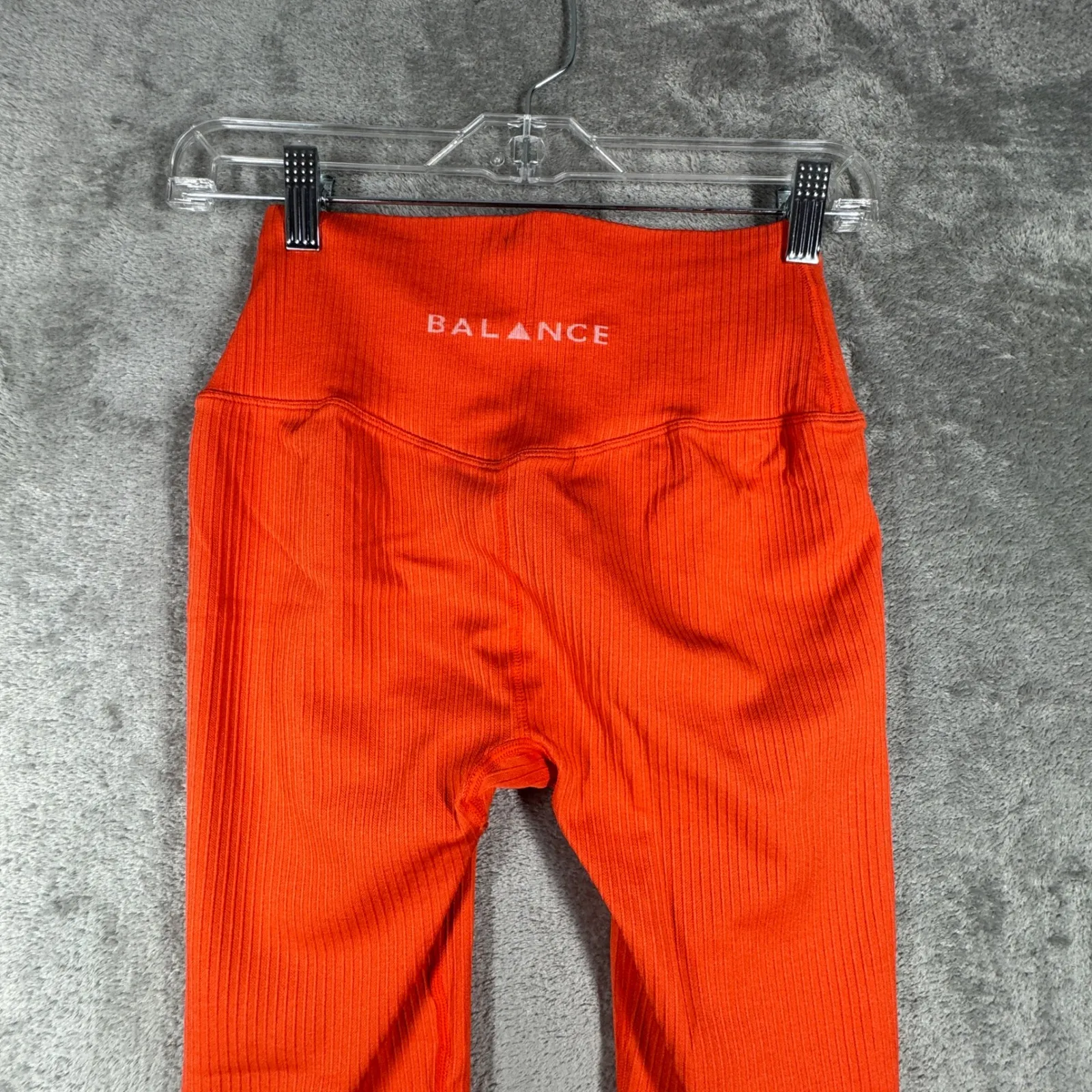 Balance Athletica Womens M Orange Ribbed High Rise Stretch Workout Yoga Leggings - Image 5