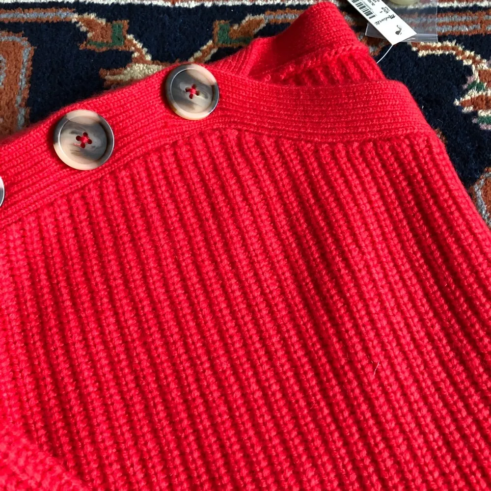Madewell Calloway Red Button Shoulder Boatneck Sweater Sz S - Image 6