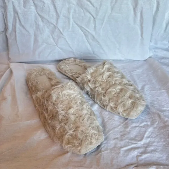 Kate Spade New York Dove‎ Cream Faux Fur Slippers Slides Women's Size 11B NEW - Image 4