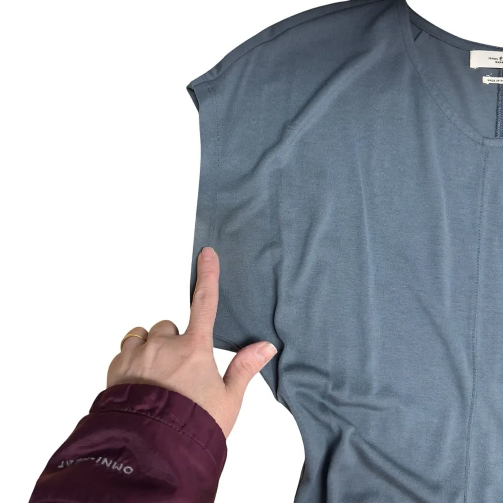 Isabel Marant Etoile Roxane Draped Jersey Dress Slate Blue Size 34 USA Size 2 - Image 13