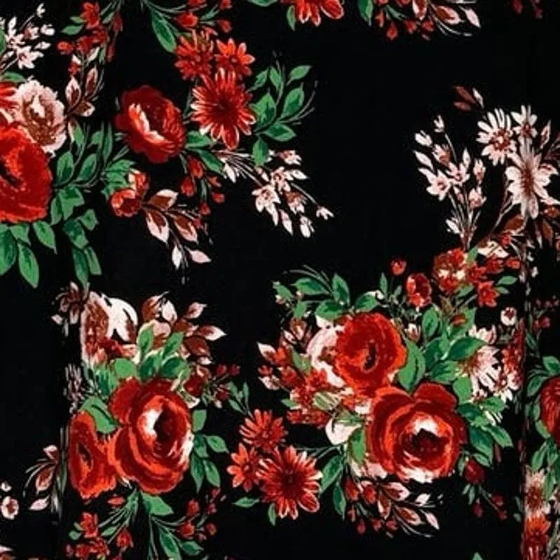 Pioneer‎ Woman Shirt Womens Medium Black Red Floral Flower Casual Bloomcore - Image 6