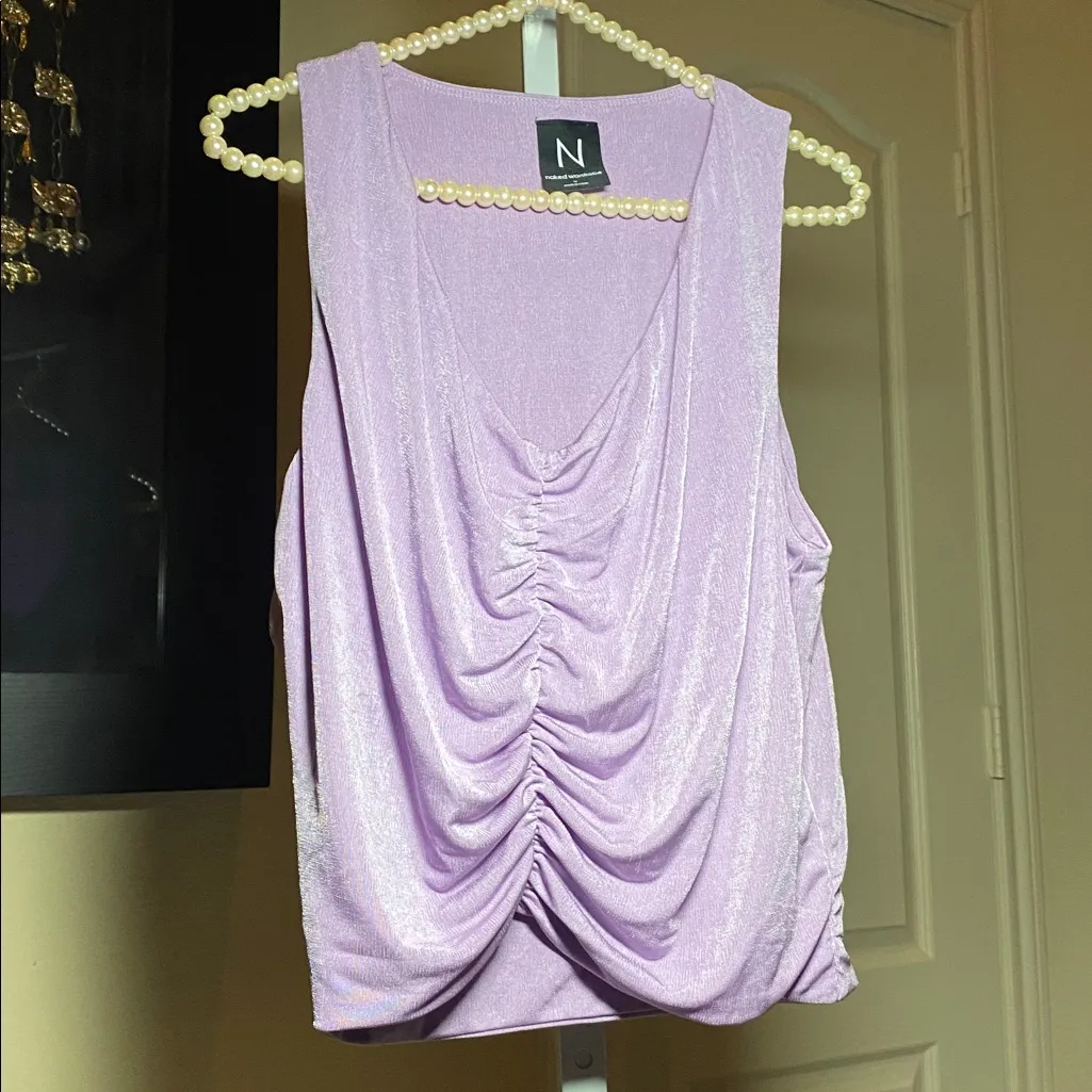 Naked Wardrobe Lilac Ruched Tank Top - Image 3