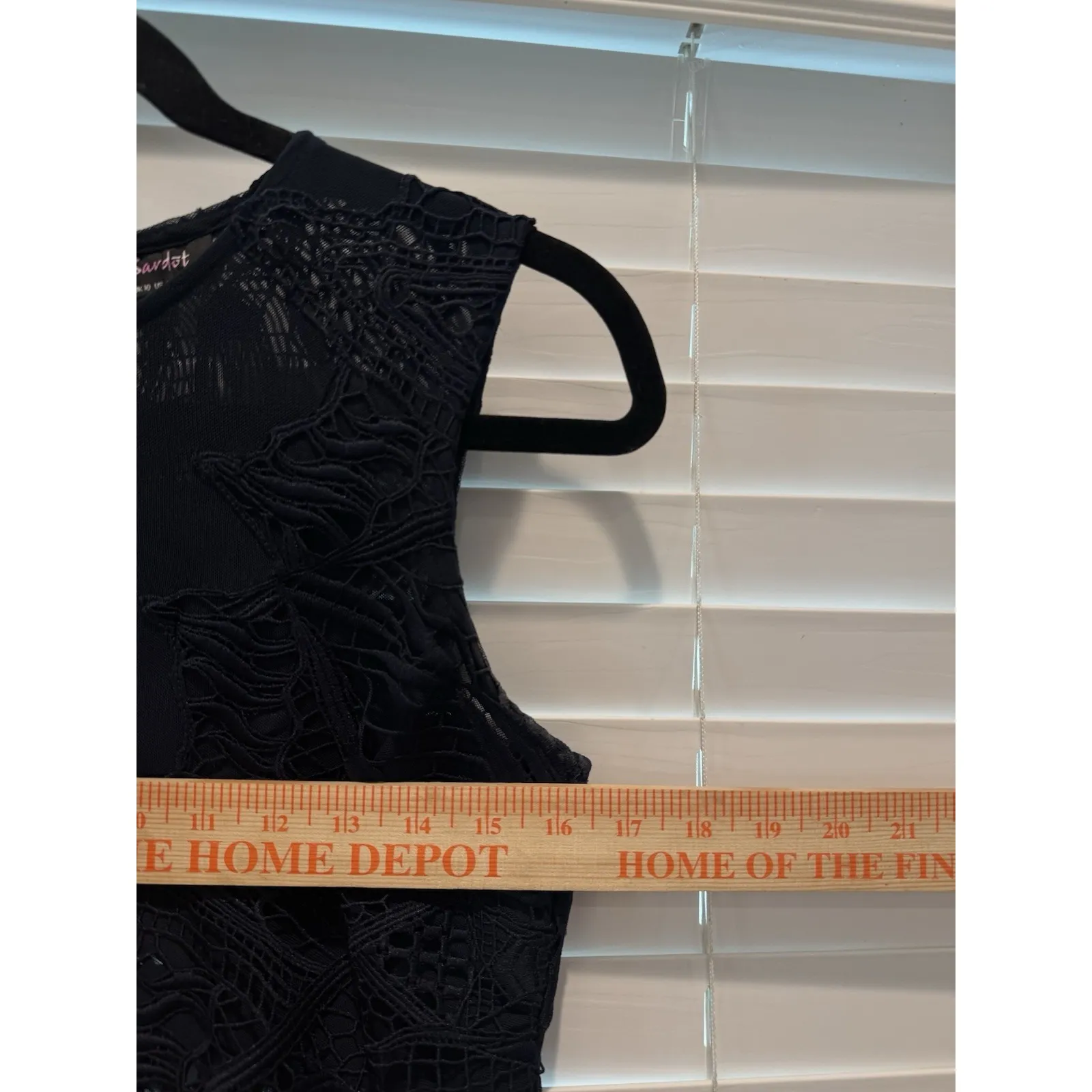 BARDOT Lace Pencil Navy Blue Sexy Sheer Top Midi‎ Dress Date Formal Sz 6 Small - Image 5