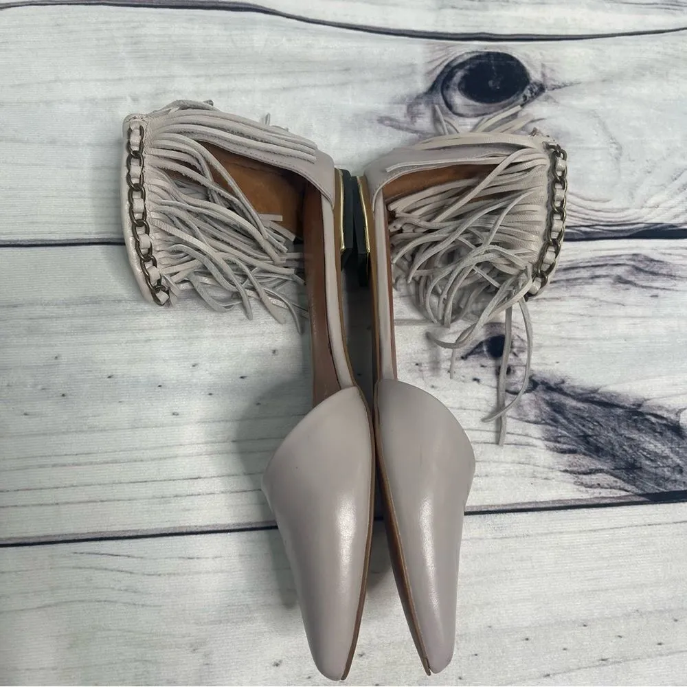 Rebecca Minkoff Faith Fringe Ankle Strap Pointy Shoes Women's Sz 6 M gray - Image 7