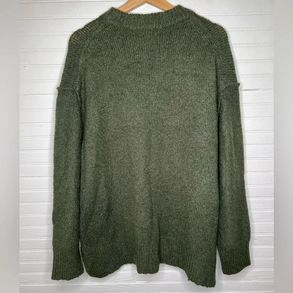 Topshop Women's Green Chunky Knit Mock Neck Oversized Sweater XS US 0-2 - Image 3