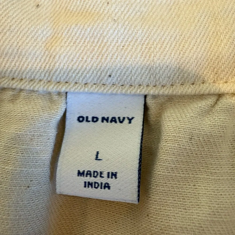 Old Navy Women Square Neck Longsleeve Cream Top Size Large Tiered Cotton Spring - Image 5