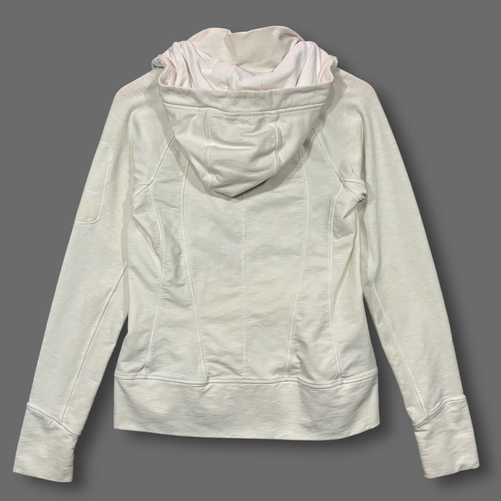 Athleta White Full Zip Hoodie Hooded Jacket Thumbholes Athleisure Women's M? - Image 2