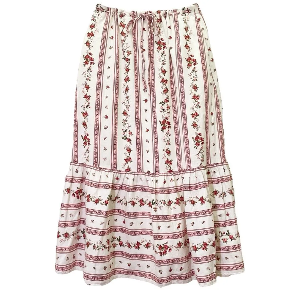 Joie Linen Blend Floral Stripe Two Piece Set Top & Maxi Skirt Size Small Boho - Image 11