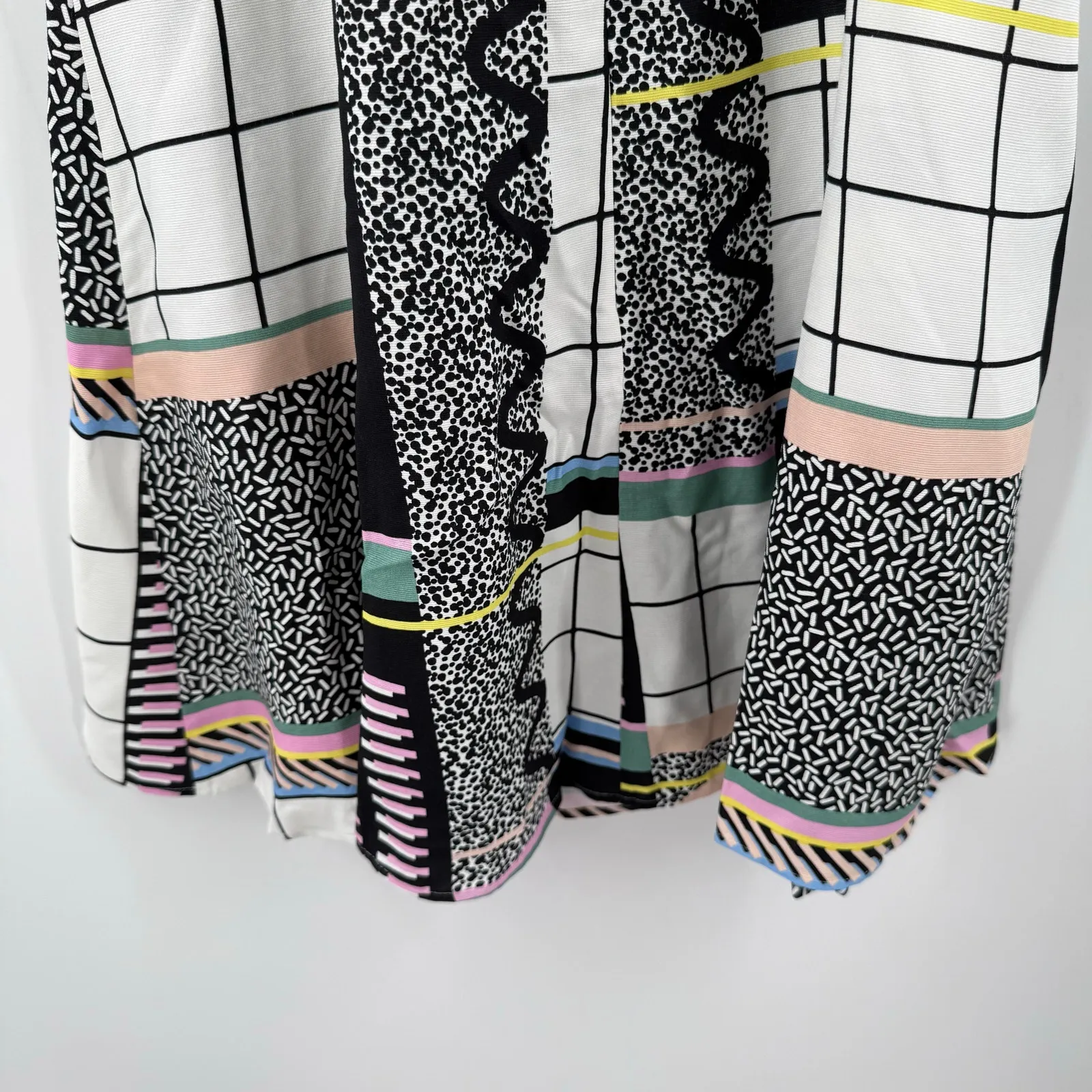 & Other Stories Dress Size 4 Mini Retro Print Graphic Grid Skater Balconette - Image 13