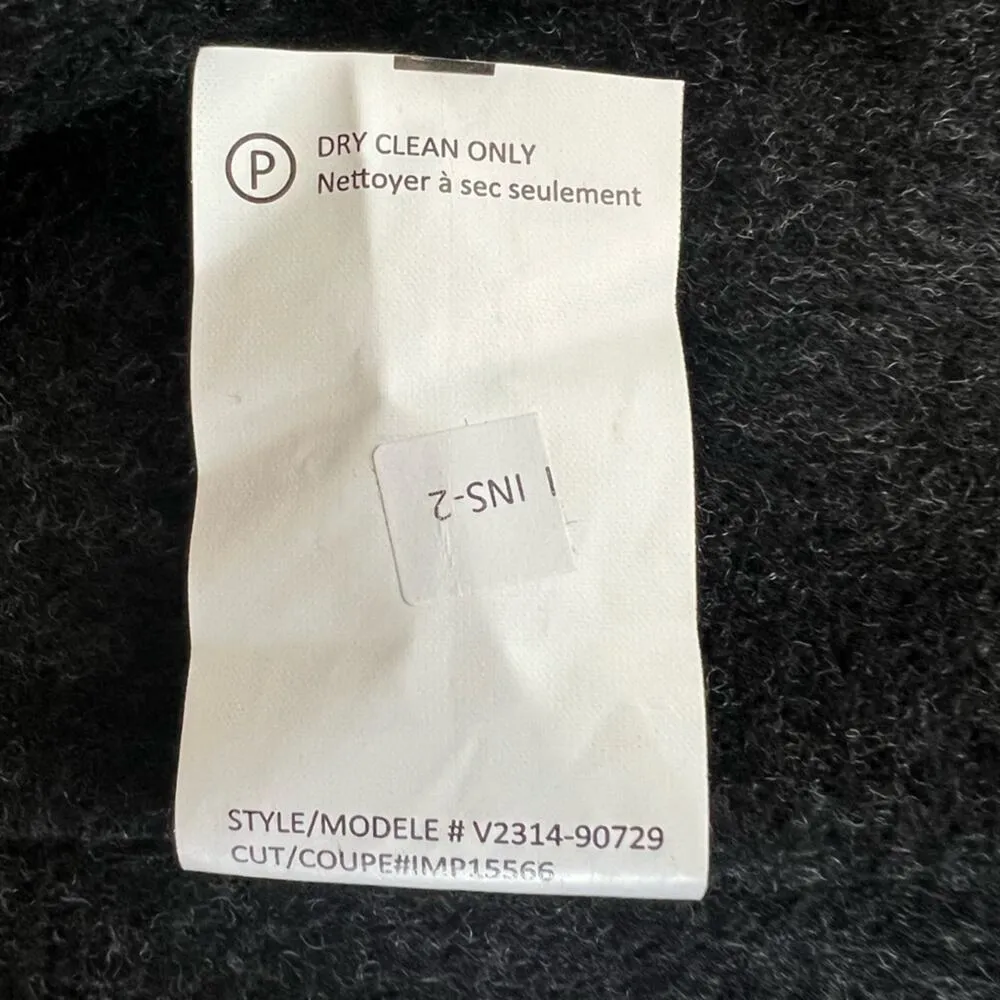 Vince. Women’s Sherpa Boucle Double Breasted Dark Carbon Charcoal Wool Coat Sz S - Image 9