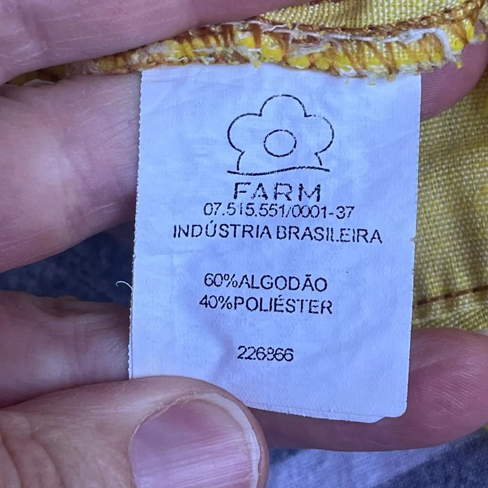 Farm Rio Women's Bright Yellow Cut Off Shorts Size 36 (28" Waist) - Image 7