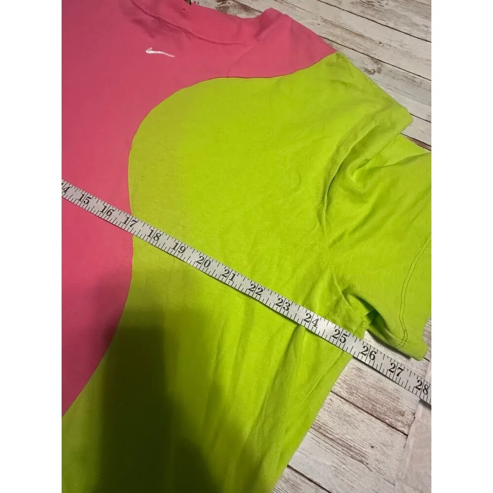Nike Uphoria Cut and Sew Center Swoosh Short-Sleeved T-Shirt Size XL Pink Green - Image 6