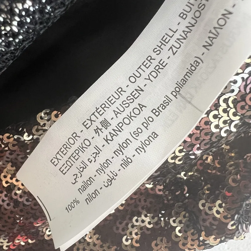 Zara TRF Sequin Blouse Top XSMALL Collection Brown Gold Animal Print Long Sleeve - Image 10